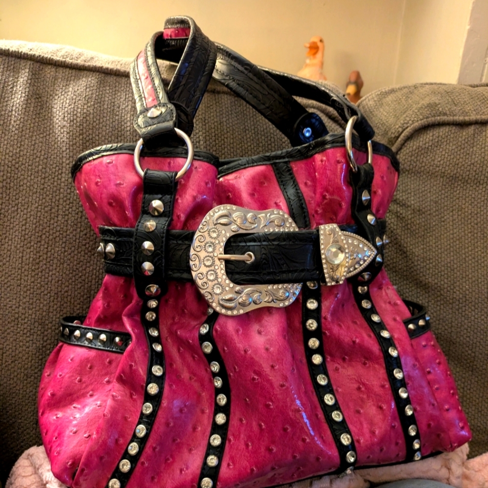 Pink Bling Western Purse Oversized